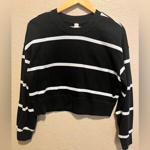 Lululemon Perfectly Oversized Cropped Crew Black & White Striped Sweater